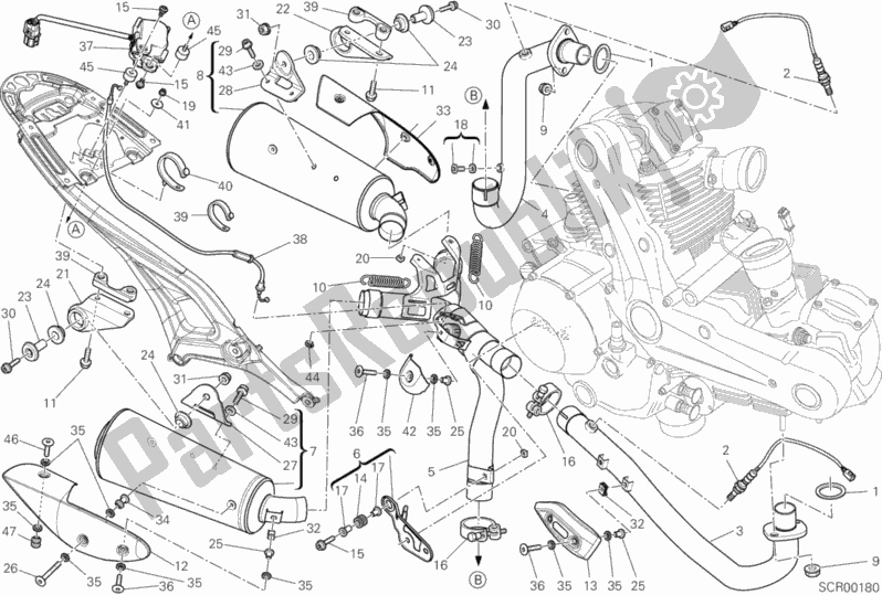 Toutes les pièces pour le Système D'échappement du Ducati Monster 795 Thailand 2012